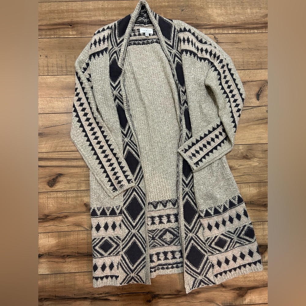 Lucky Brand Geometric Patterned Open Front Cardigan